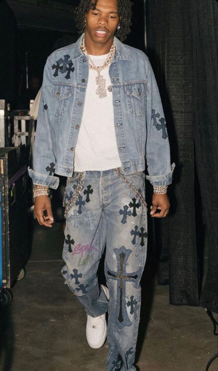 Chrome Hearts cross patch denim